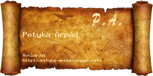 Petyka Árpád névjegykártya